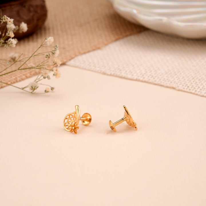 Floral Petals Golden Stud Earrings