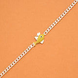Yellow Fish Enamel Silver Baby Bracelet