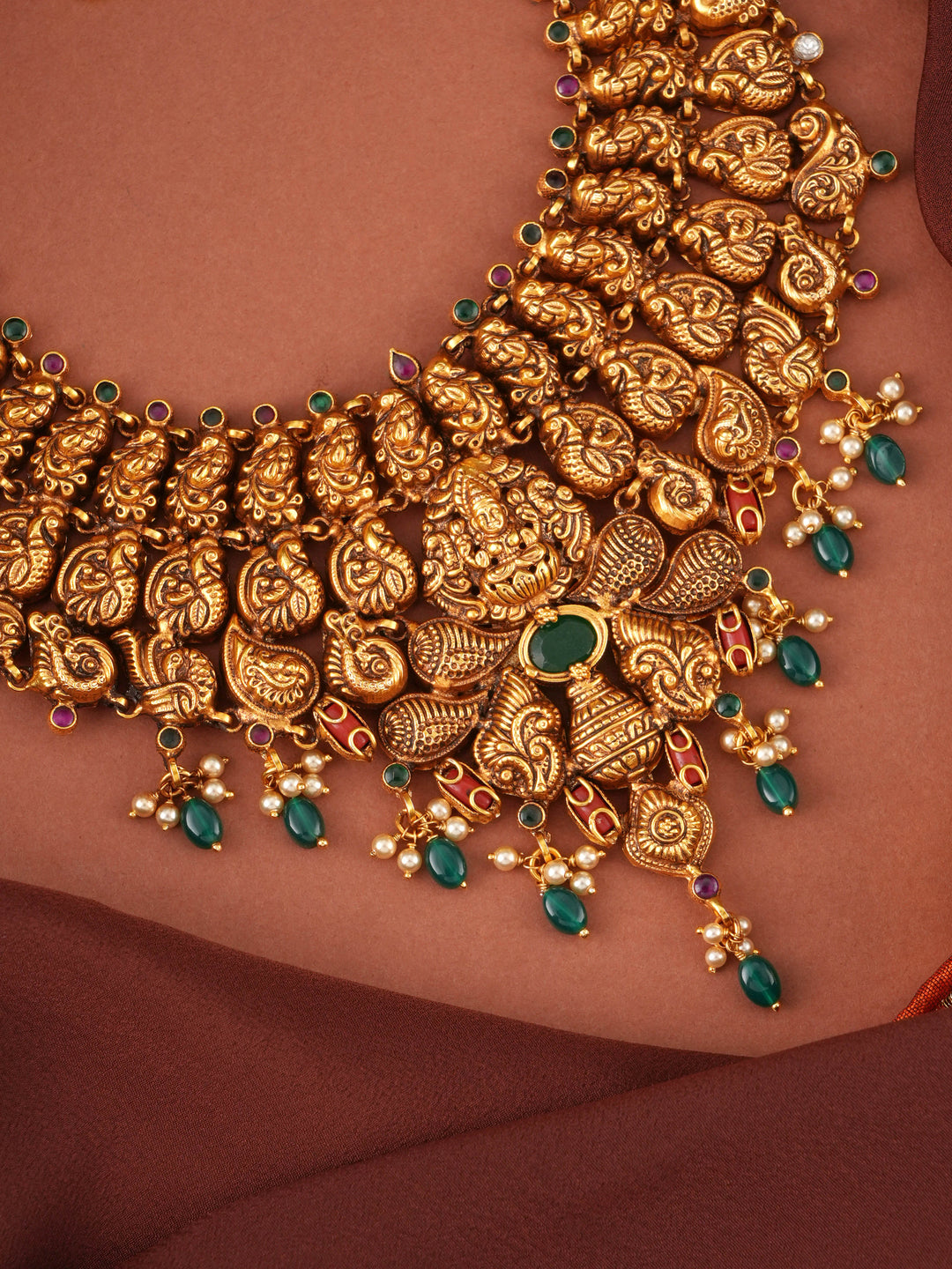 Grand Lakshmi with Peacock Heritage Necklac