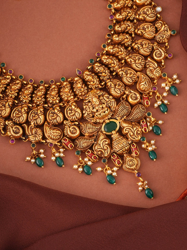 Grand Lakshmi with Peacock Heritage Necklac