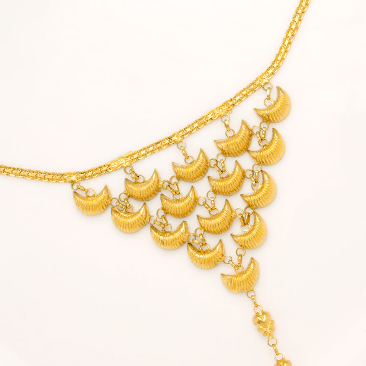 Authentic Crescent Link Hath Phool Gold Bracelet