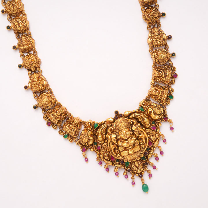 Heritage Goddess Lakshmi with Drops Golden Haram
