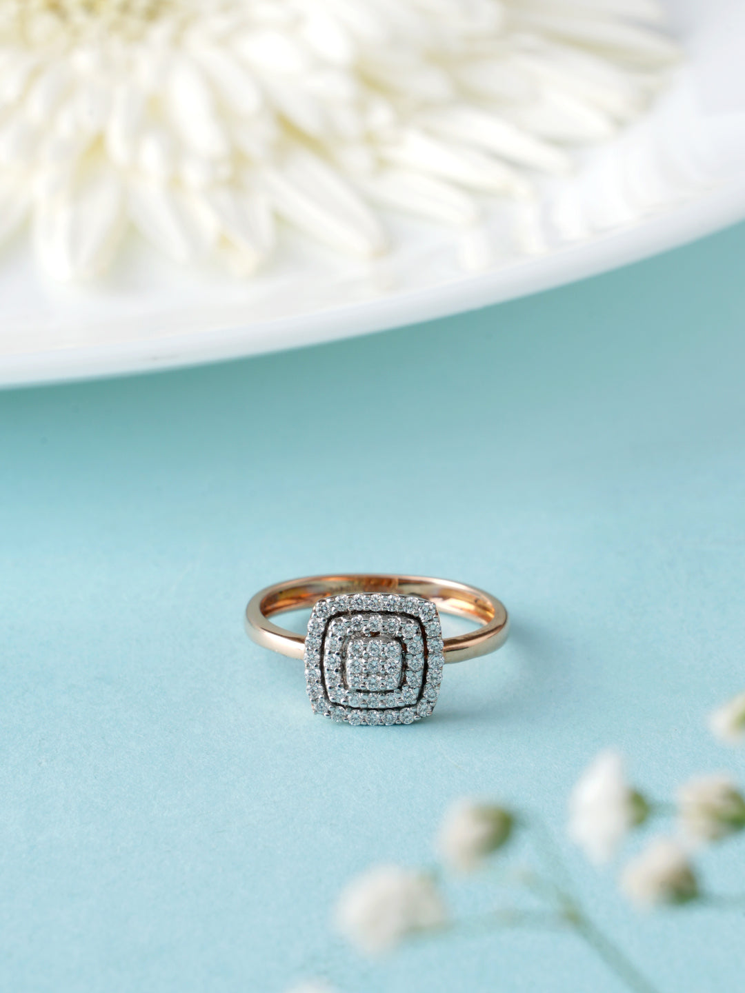 Cushion Halo Diamond Ring in Rose Gold