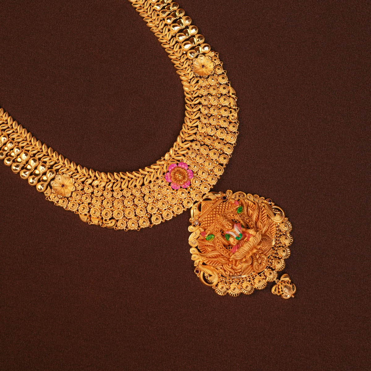 Temple Inspired Lakshmi with Meenakshi Amman Gold Haram