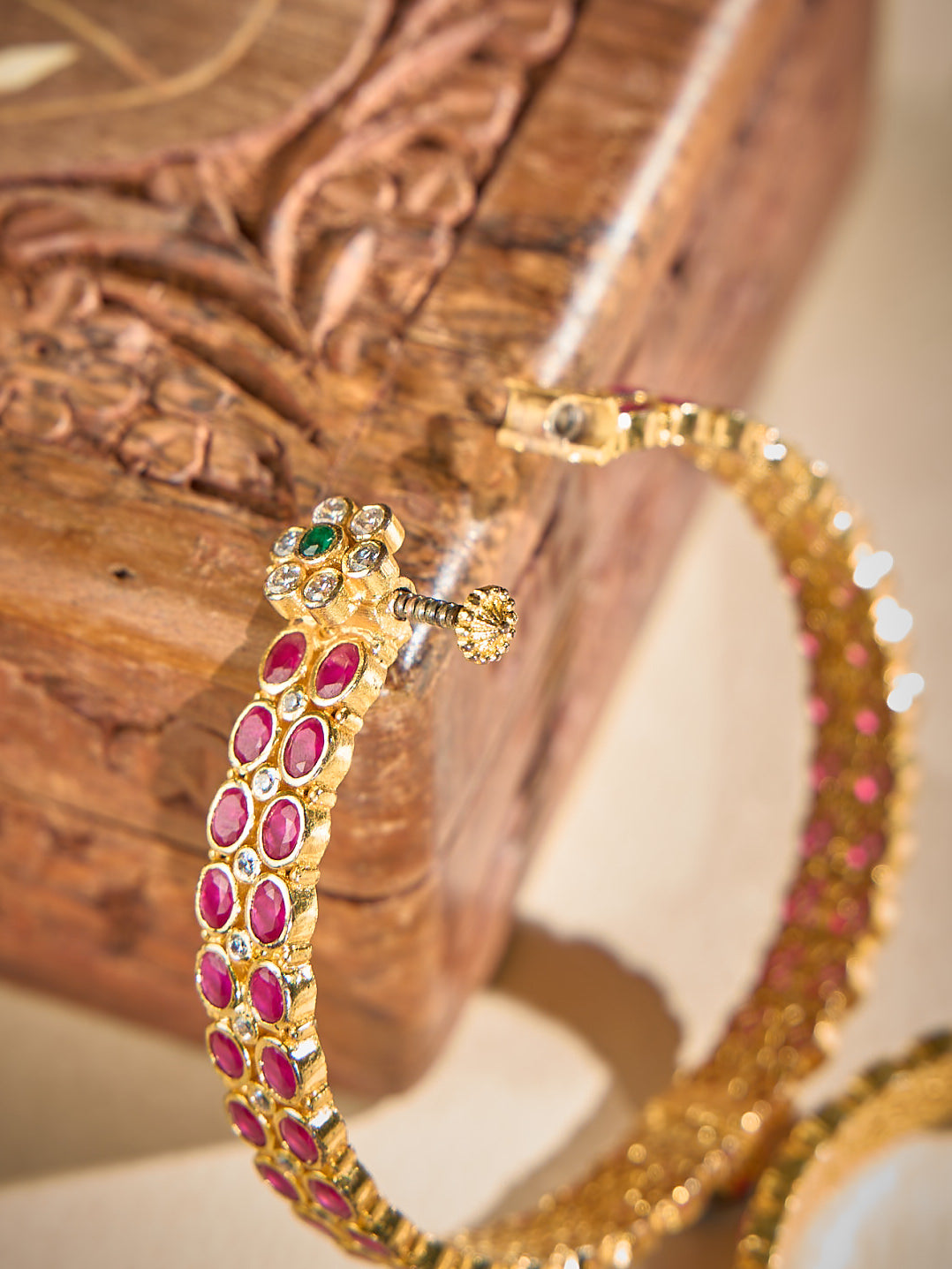 Ruby Blossom Precious Stone  Bangle