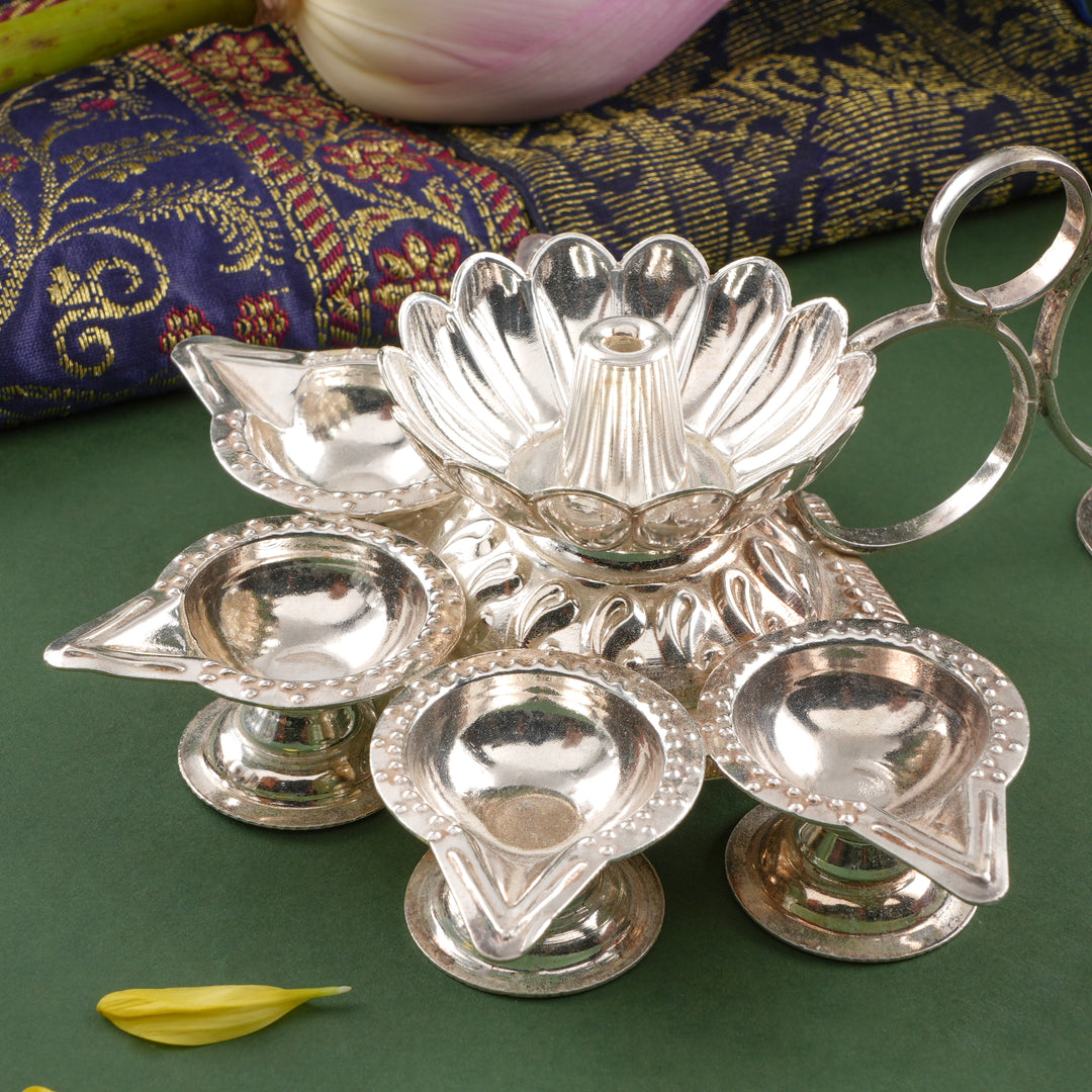 Traditional Silver Aarti Lamp