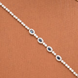 Oval Shape with Blue Stone Silver Women’s Bracelet