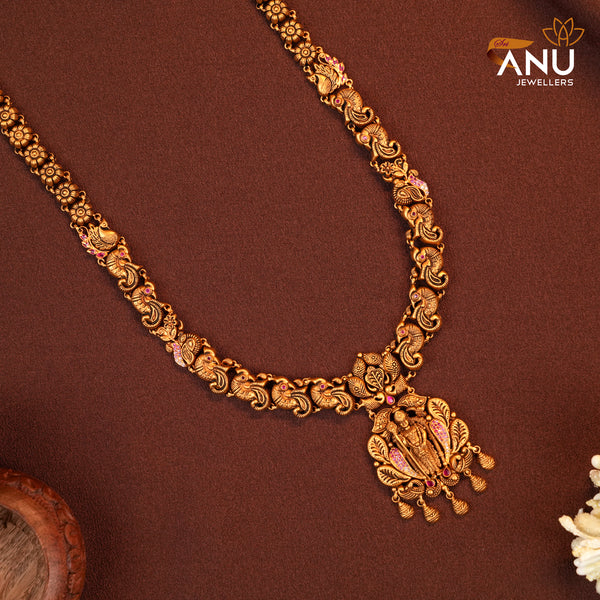 Antique Murugan Peacock Ruby Gold Haram