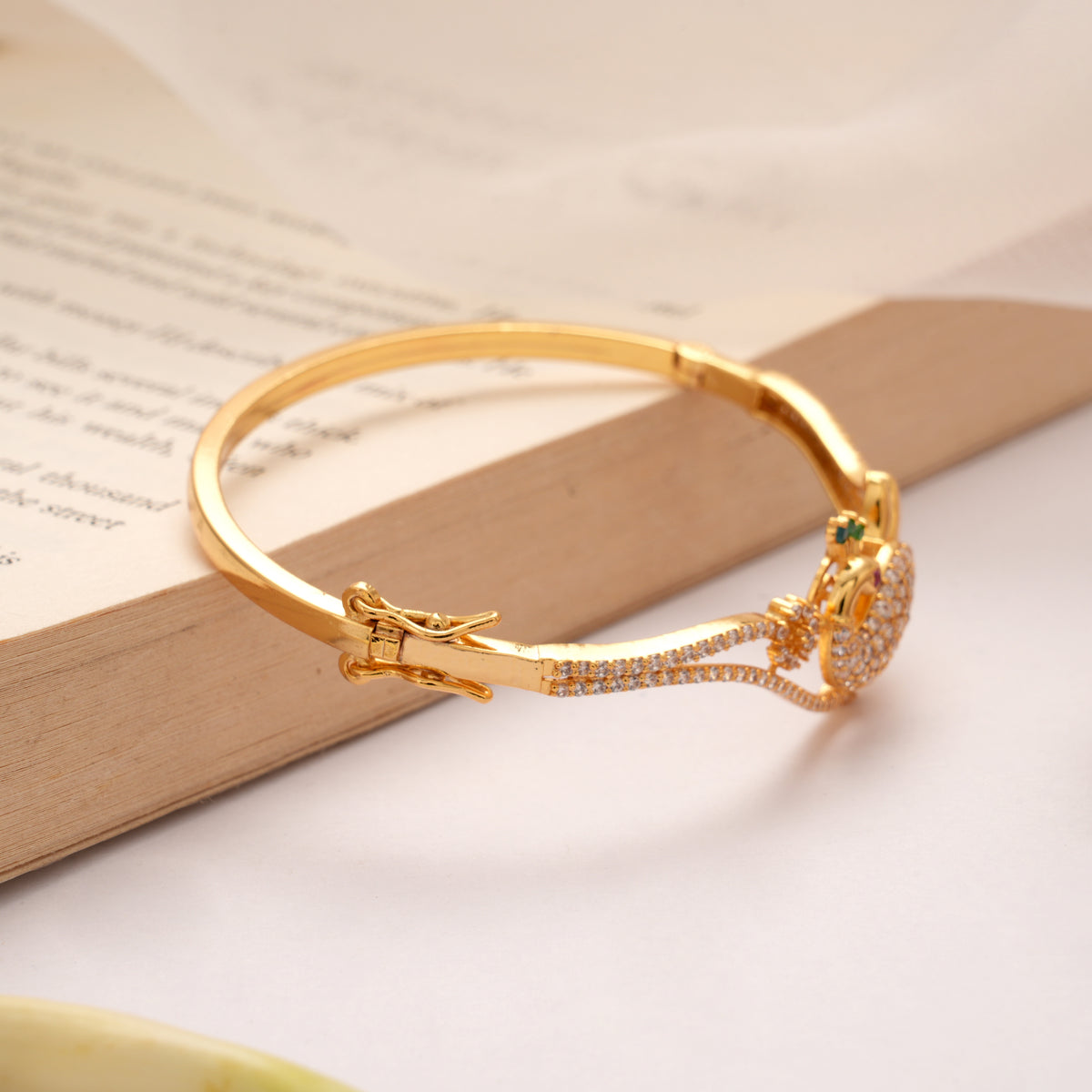 Elegant Peacock Design Golden Kada
