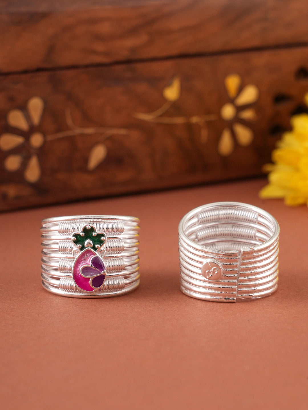 Floral Enamel Spring Silver Metti