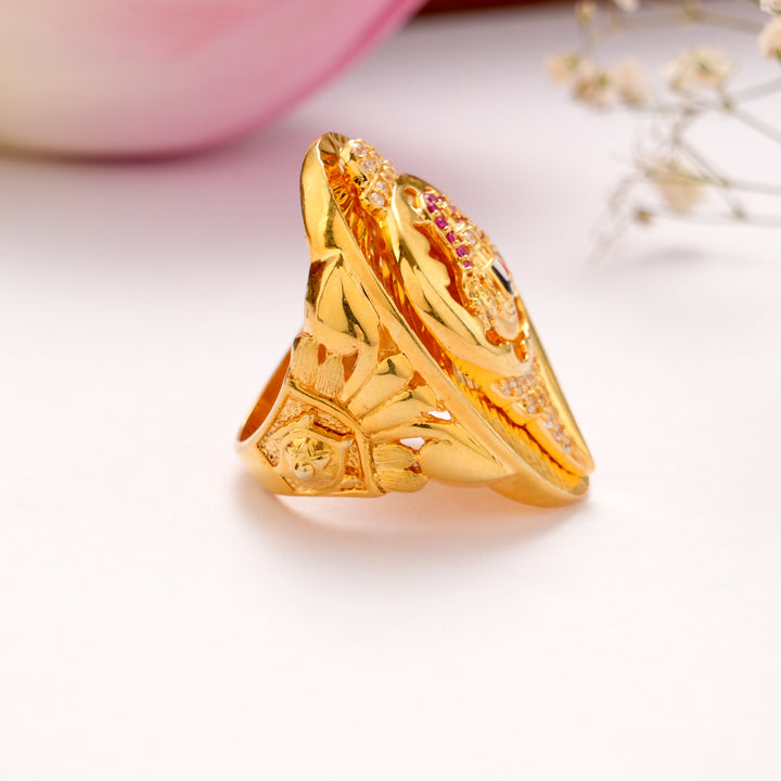 Lord Perumal Silver Gold Plated Ring