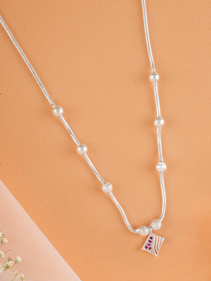 Square Shaped Pendant with Silver Ball Chain