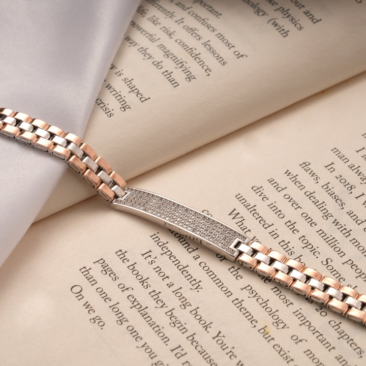 Dual Tone Braided Design Silver Bracelet