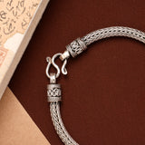 Antique Bali Style Woven Chain Silver Bracelet