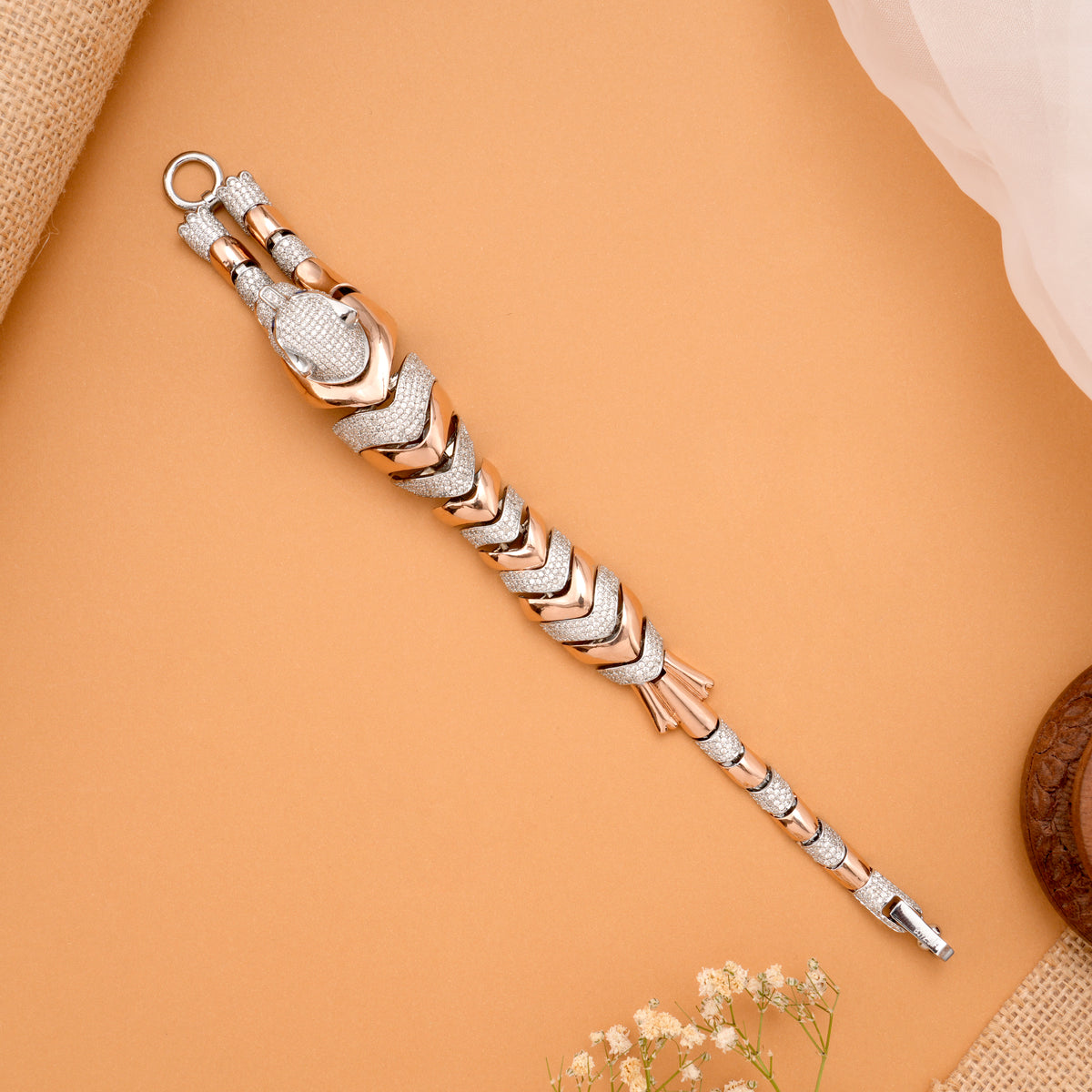 Royal Panther Silver Rose Gold Bracelet
