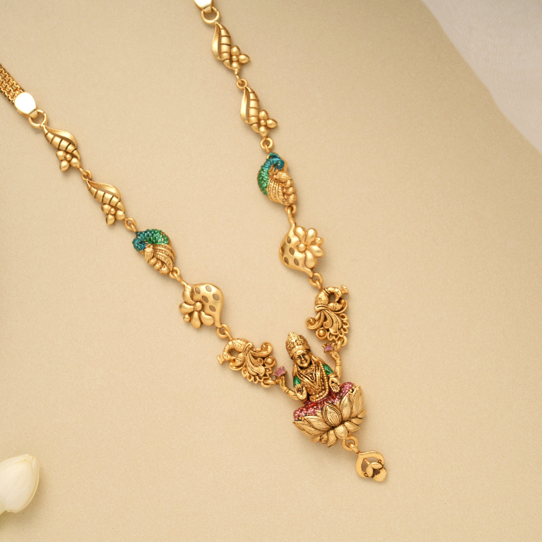 Divine Lakshmi Minimal Casting Golden Necklace