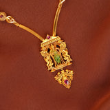 Gold Temple Jewellery Necklace with Ruby-Colour Stones