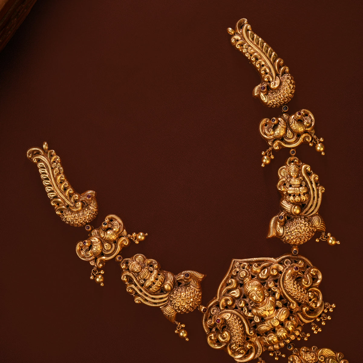 Antique Lakshmi with Peacock Design Gold Haram