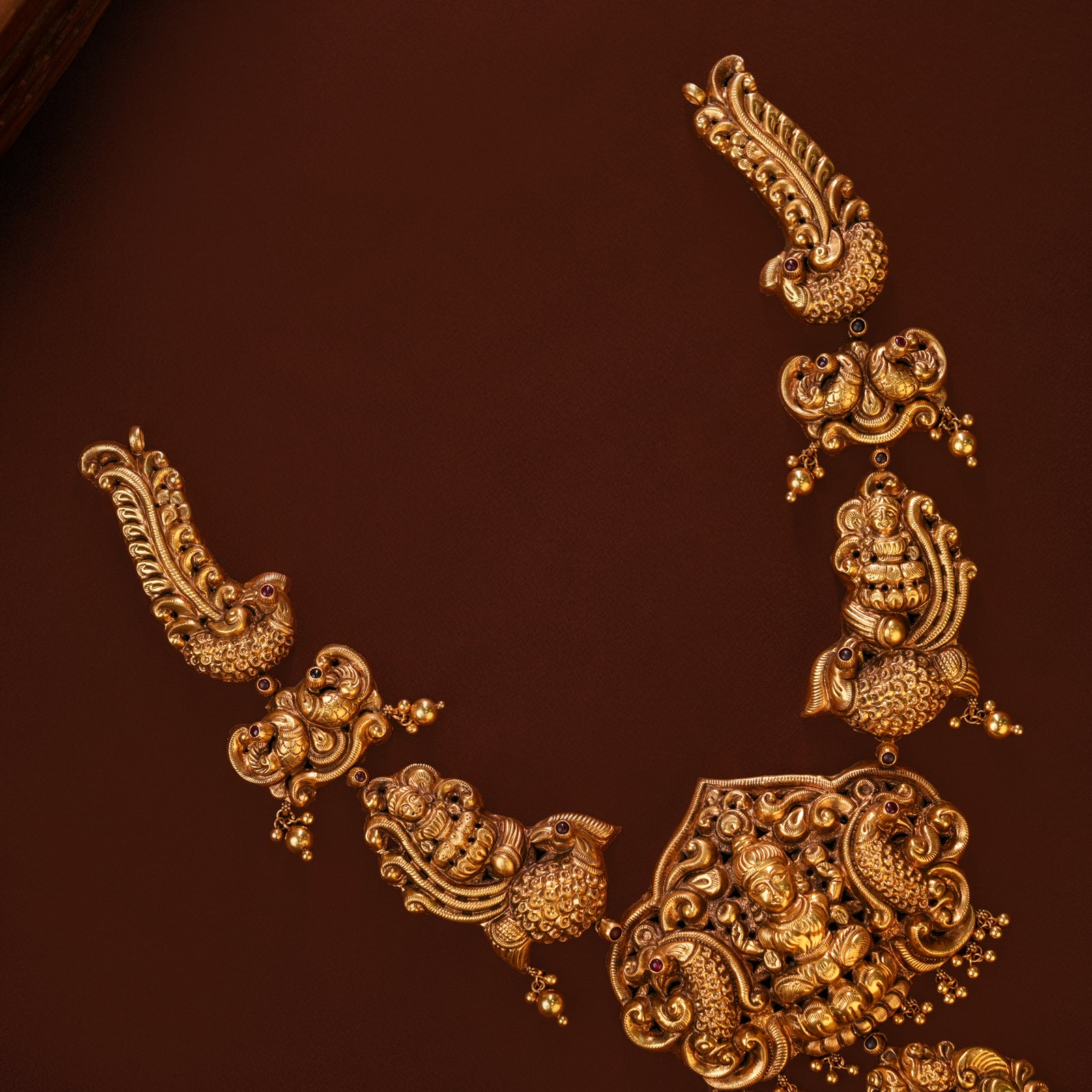 Antique Lakshmi with Peacock Design Gold Haram