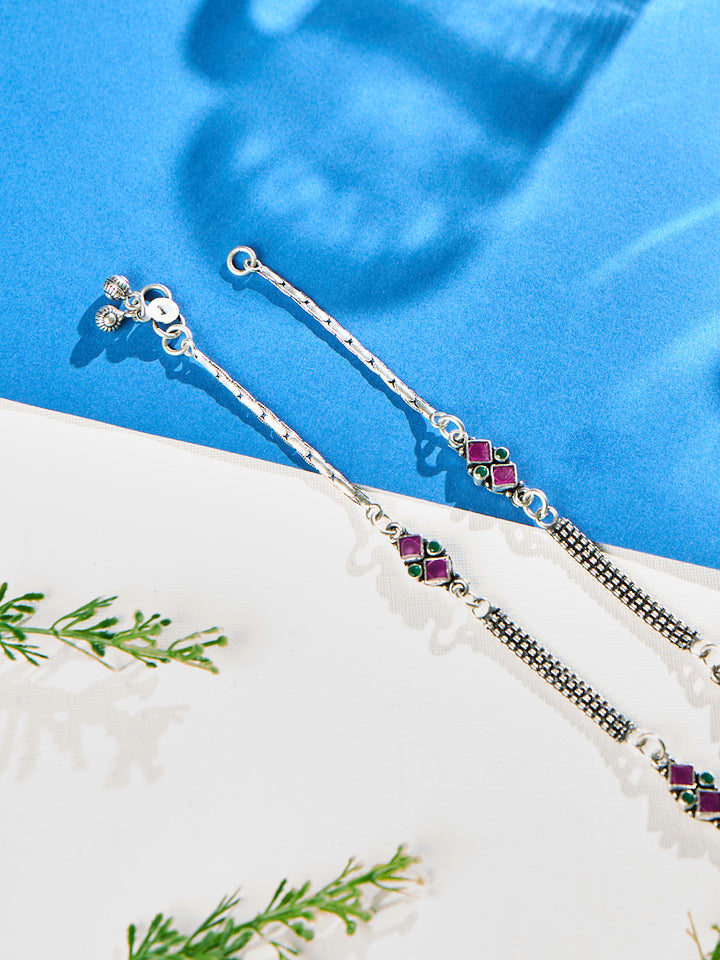 Ruby Crown Vine Antique Anklet