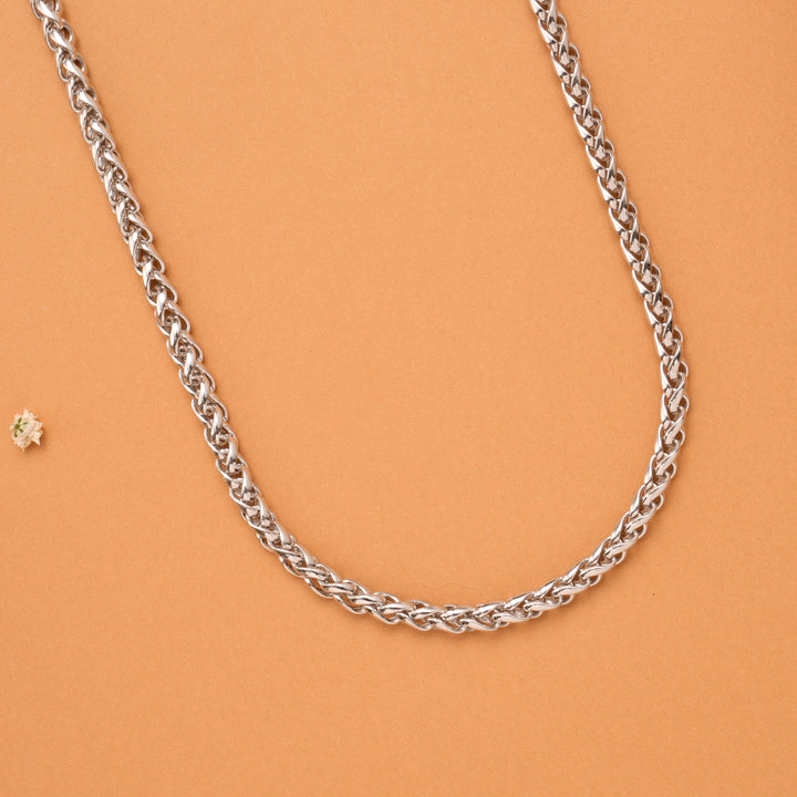 Elegant Rope Spiga Design Silver Chain