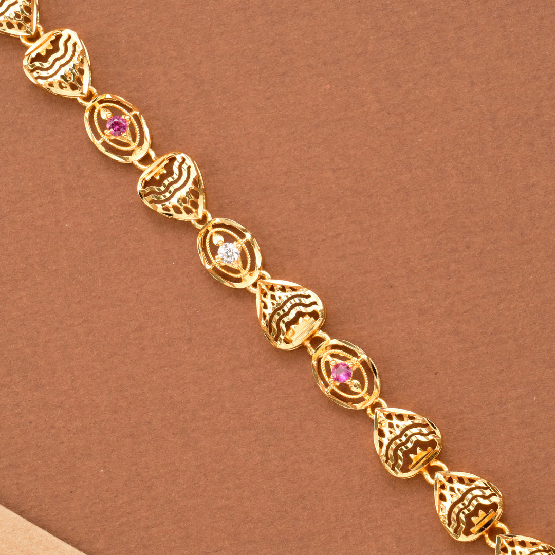 Leaf Pattern Nagas Silver Gold Plated Bracelet