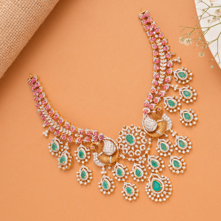 Luxury Peacock Design Golden Necklace Set