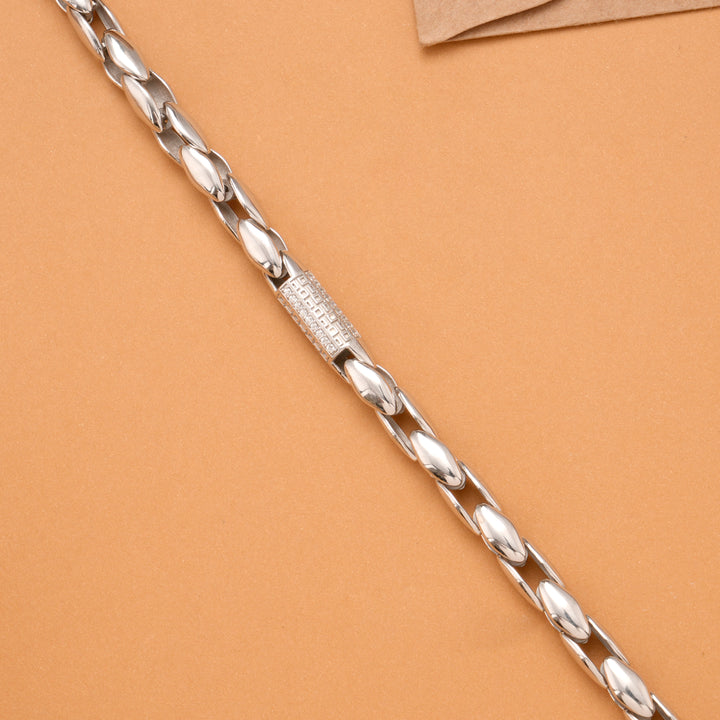 Bold Oval Men’s Silver Bracelet