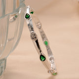Green Leaf Shape Silver Bangle