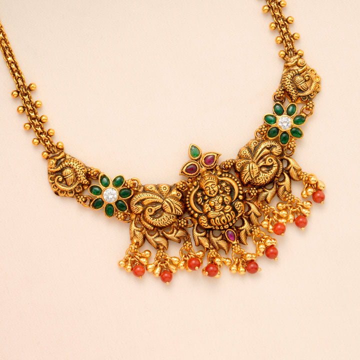 Antique Gold-Plated Lakshmi Necklace