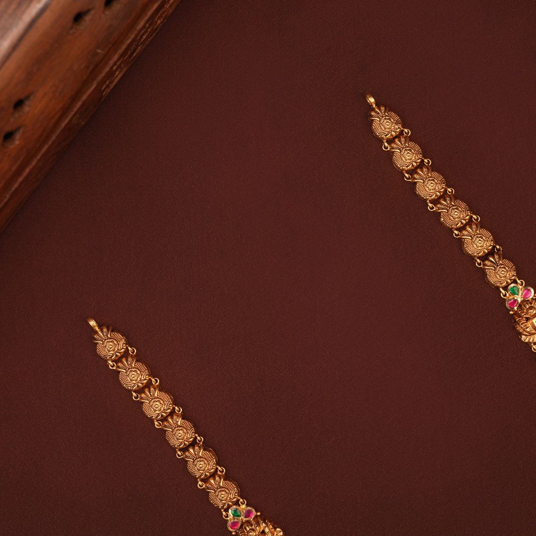 Traditional Gold Antique Lakshmi with Peacock Haram