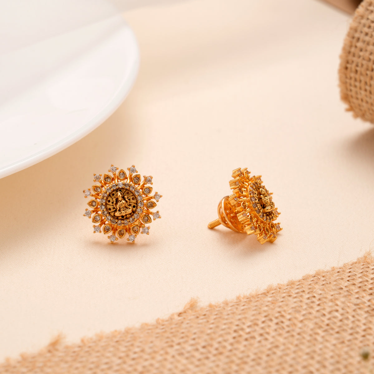 Divine Lakshmi Golden Temple Stud