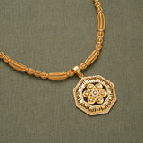 Elegant Hexagonal Pendant Golden Necklace