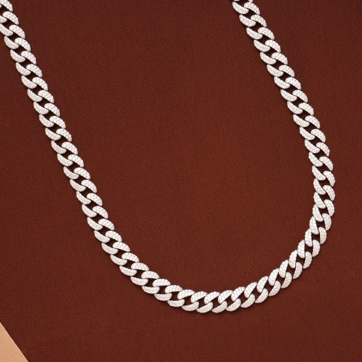 Stylish Stone Cuban Silver Chain