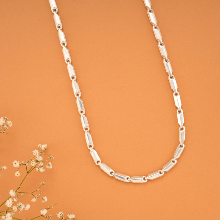 Capsule Shaped Silver Chain for Men