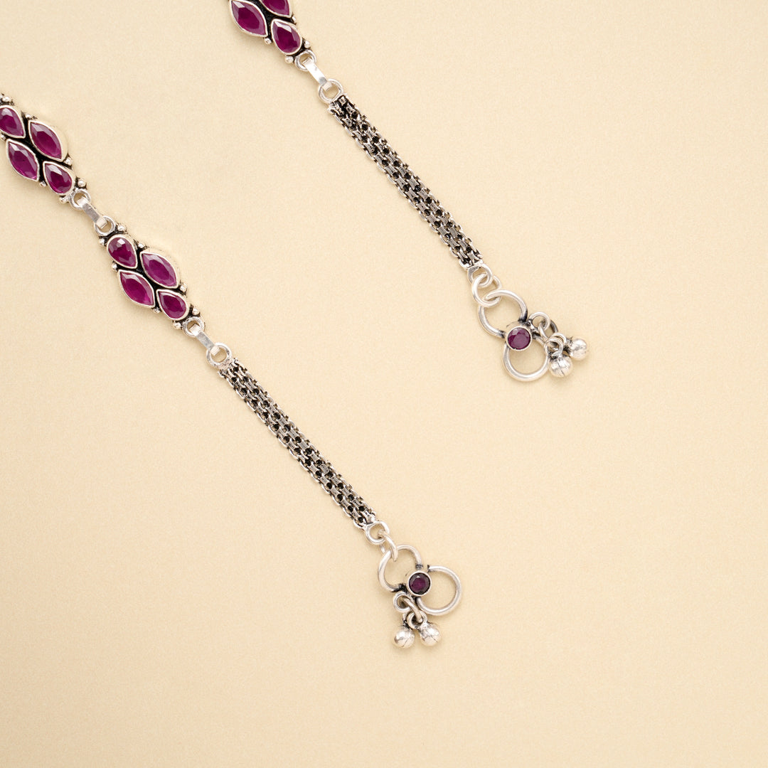 Ruby Vine Grace Silver Antique Anklet
