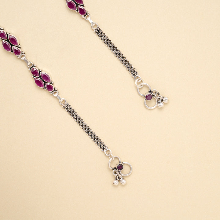 Ruby Vine Grace Silver Antique Anklet