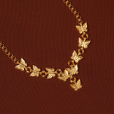 Gold Butterfly Necklace with Ring Link Chain