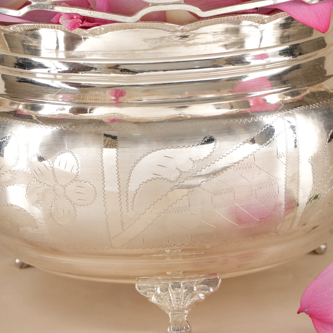 Floral Design Silver Poo Koodai