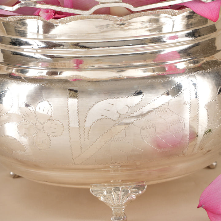 Floral Design Silver Poo Koodai