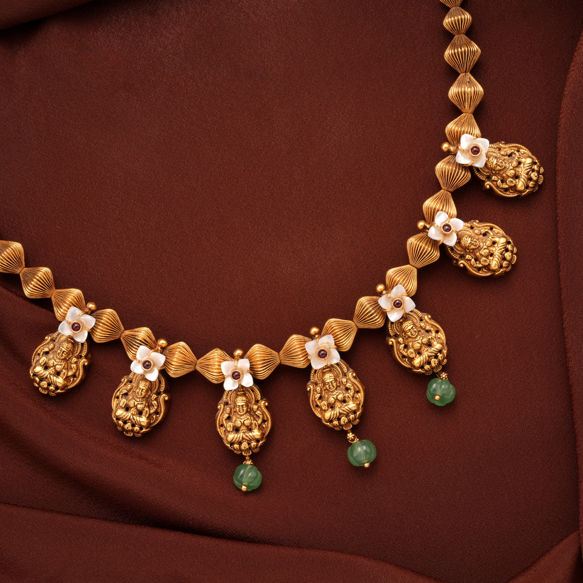 Curved Ball Lakshmi Gold Necklace