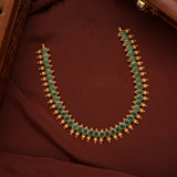 Elegant Emerald Gold Beaded Necklace