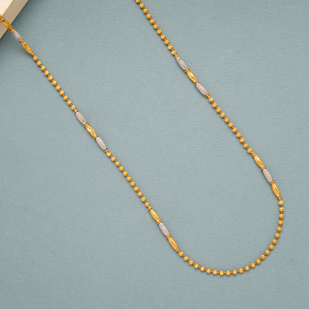 Modern Two Tone Gold Bead Long Chain