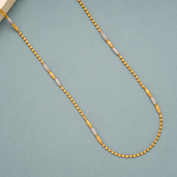 Modern Two Tone Gold Bead Long Chain