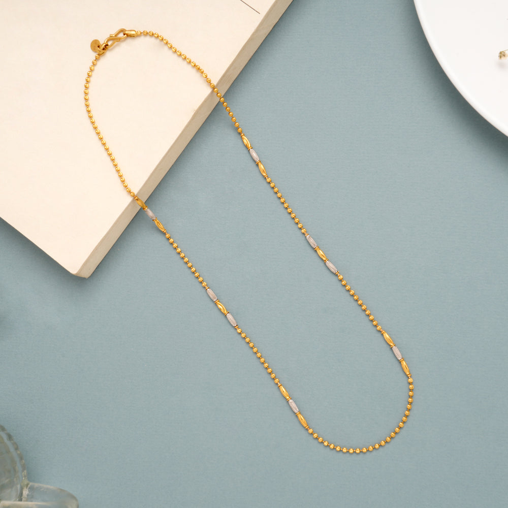 Modern Two Tone Gold Bead Long Chain
