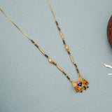 Vibrant Enamel Meenakari Gold Mangalsutra Chain