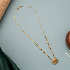 Vibrant Enamel Meenakari Gold Mangalsutra Chain