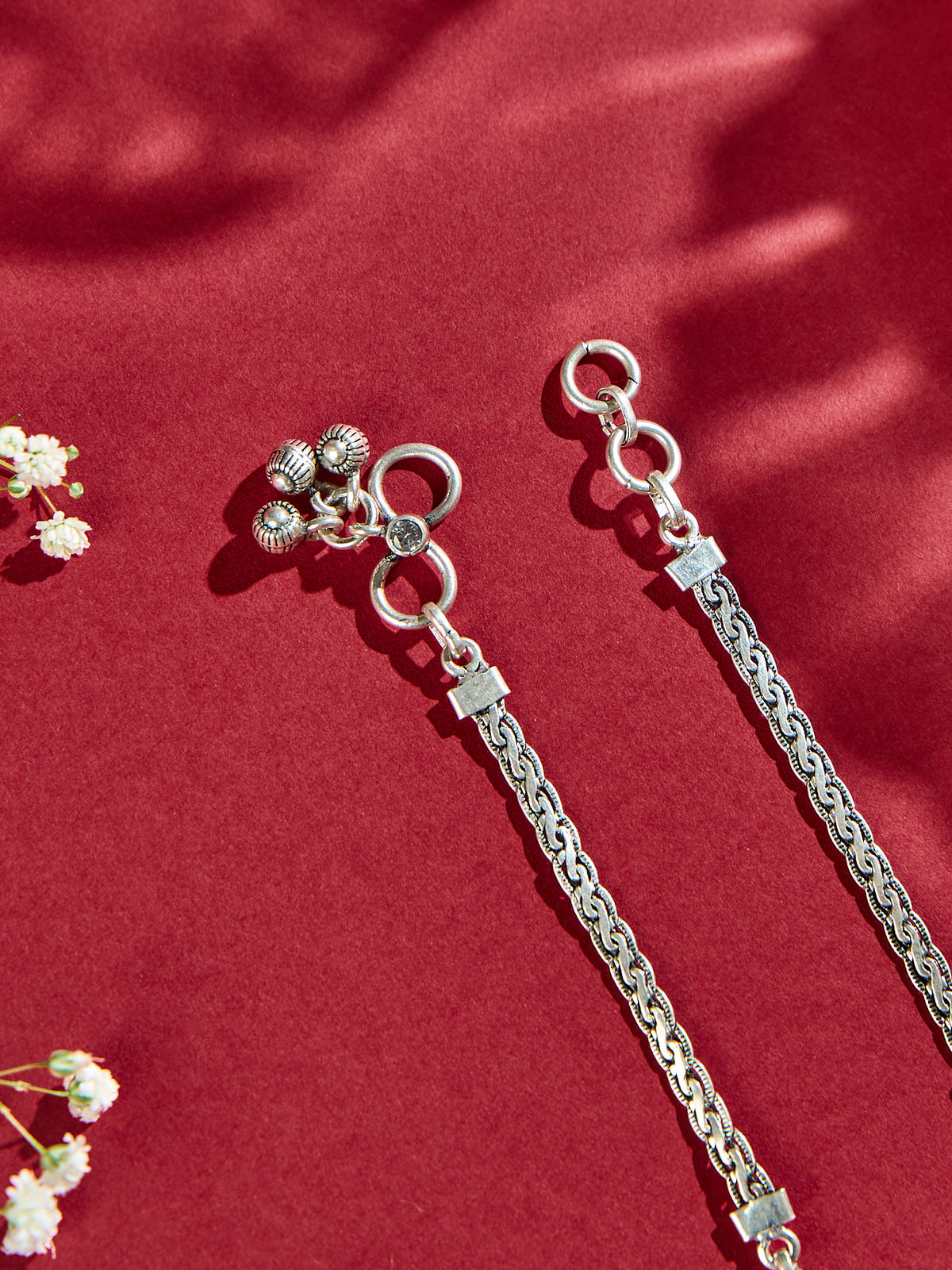 Regal Ruby Emerald Floral Antique Anklet