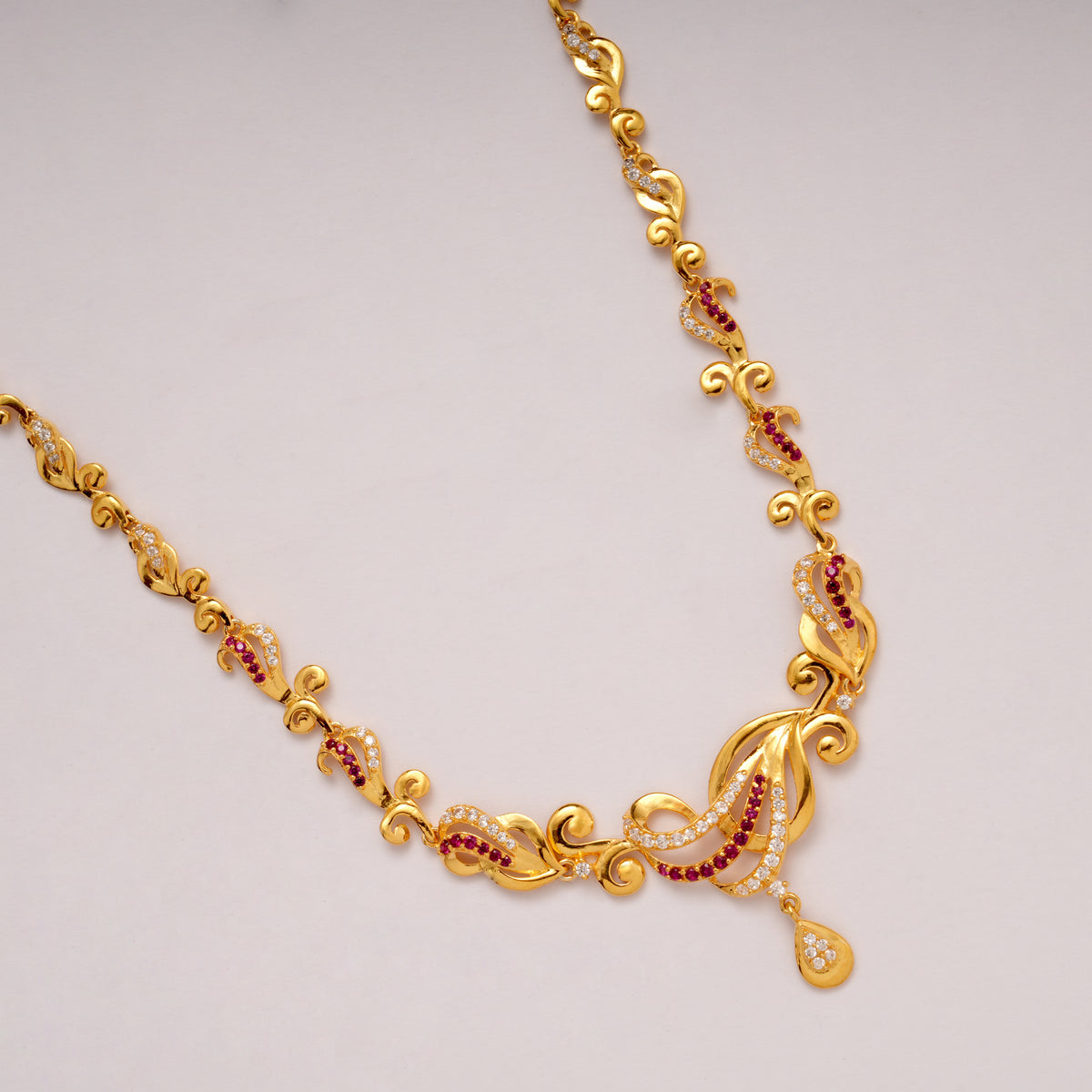 Elegant Gemstone Wave Golden Necklace Set