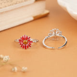 Beautiful Red Sunflower Silver Fancy Metti